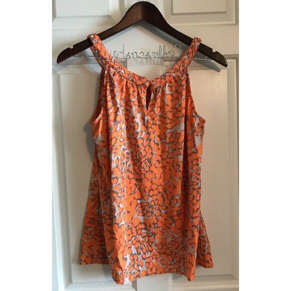 Banana Republic Orange Sleeveless Tank‎ Top Cami Braided Trim SZ:LP EUC - Picture 3 of 7
